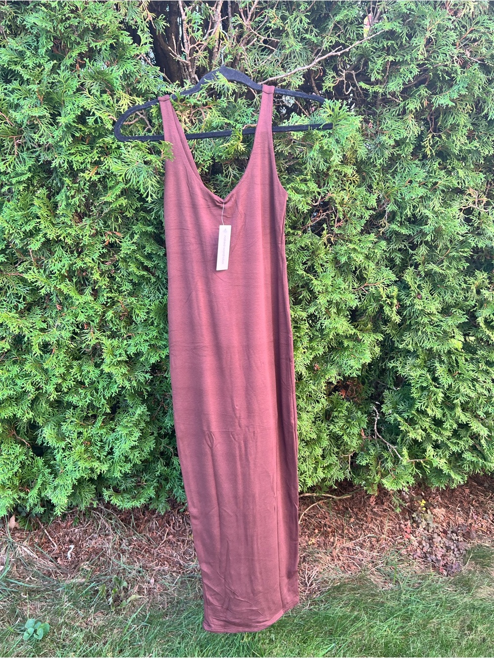 naked wardrobe Brick Brown Maxi Slip Dress